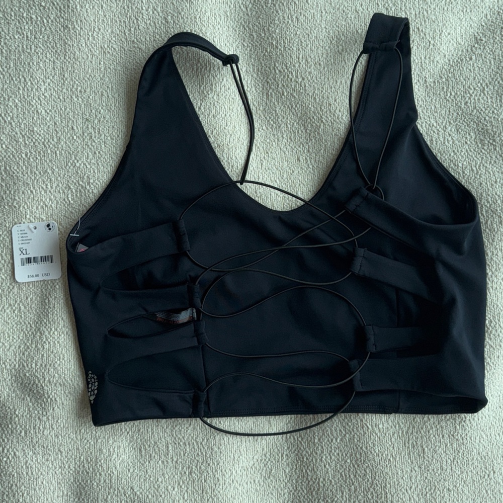 Free People Black Strappy Sports Bra